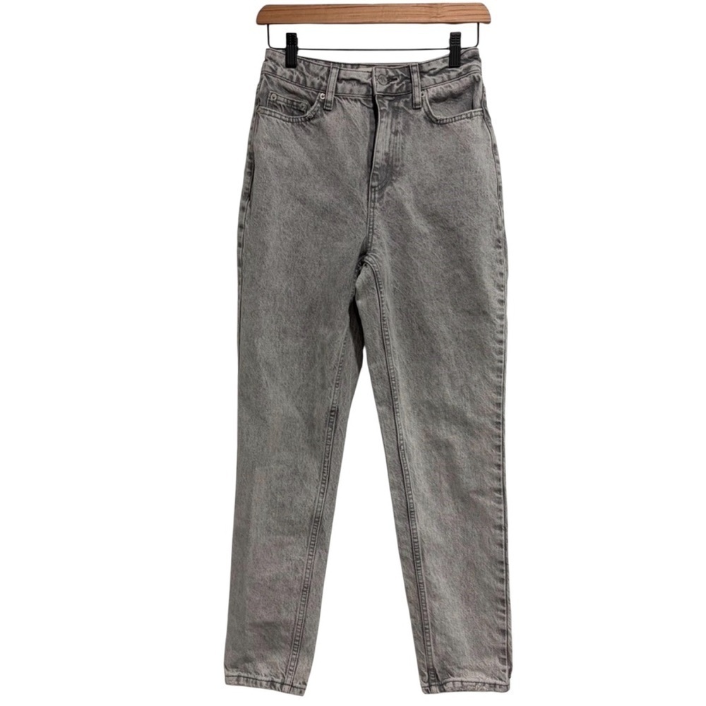 2/$25 Lime Gray Wash Women's High Rise 5-Pocket Mom Jeans 27”